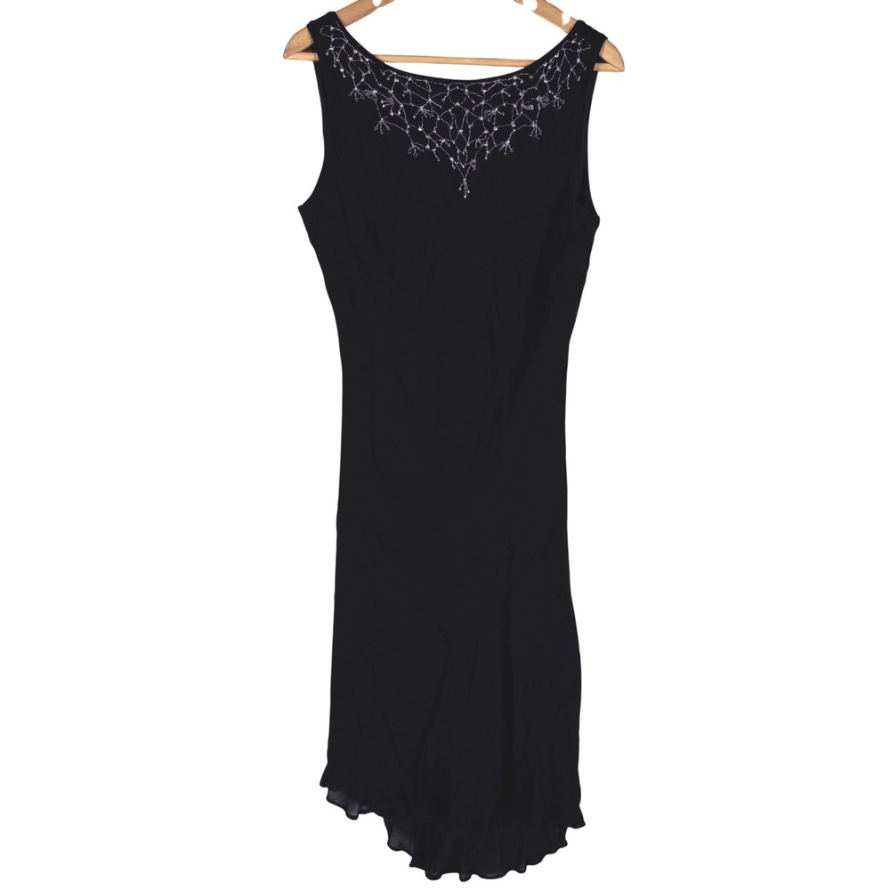 Black Beaded Midi Dress 14 Black Bias Romantic Whimsygoth Practical Magic Witchy
